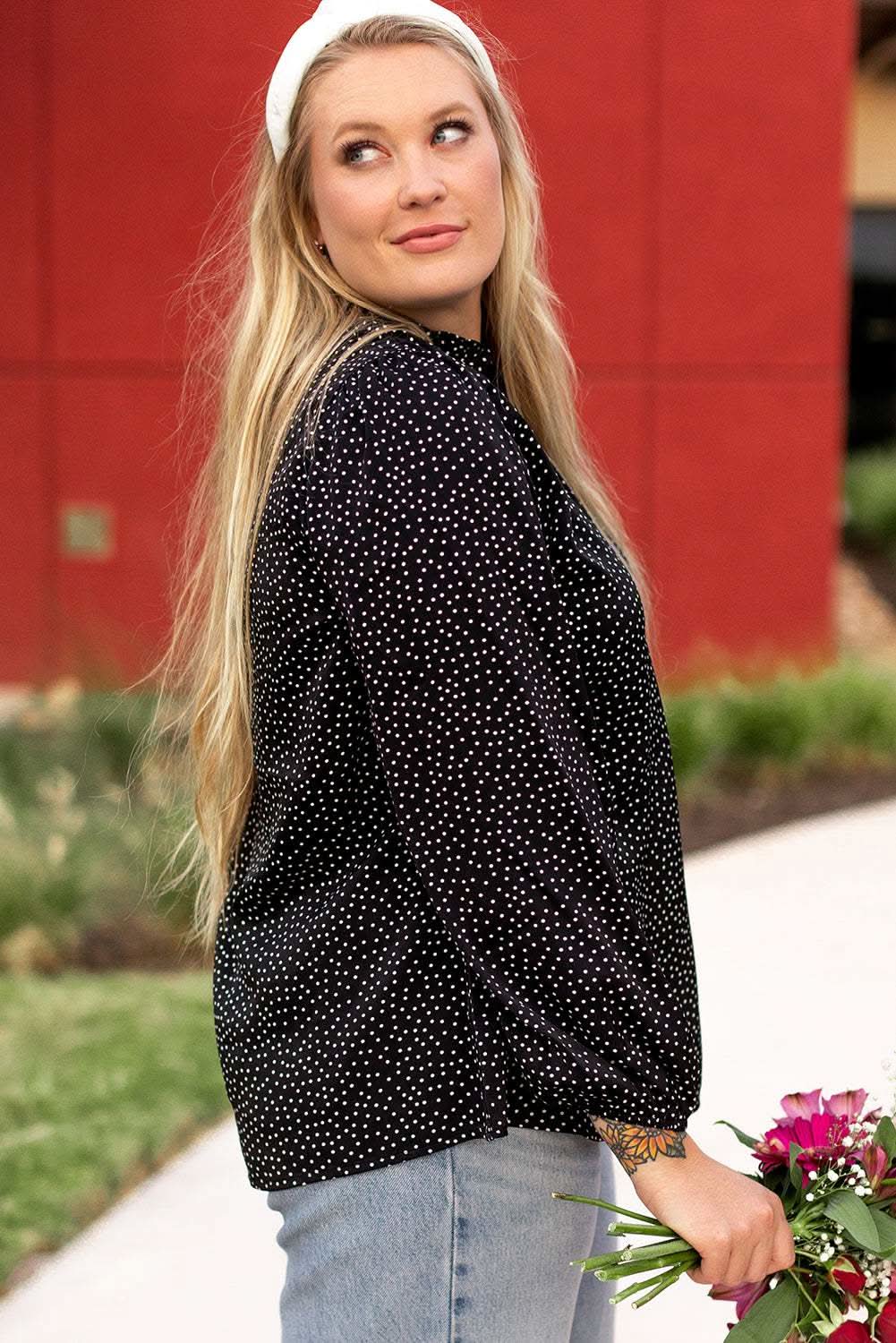Black leopard print blouse - plus size - Love Salve